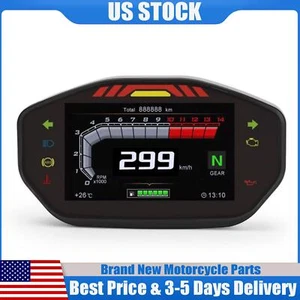 Universal Motorcycle Lcd Rpm Digital Display Odometer Speedometer Backlight T1 - Picture 1 of 12