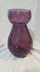Vtg PURPLE Crackle Glass Vase 6-1/4"t Made In India - Picture 1 of 5