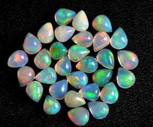 3X5MM/4X6MM/5X7MM AAA ETHIOPIAN WELO FIRE OPAL PEAR SHAPE FLAT BACK CABOCHON - Picture 1 of 3