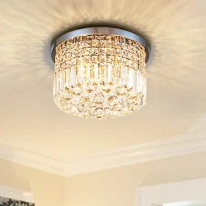 Sefinn Four 14 in. 4-Light Chrome Flush Mount Crystal Chandelier - Picture 1 of 7