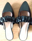 A New Day Celeste Sz 6 Black Mule Flats Pointed Toes Ruched Strap NWOT $29.99