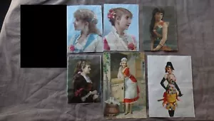 6 grands Chromo JEUNES FILLES Young Ladies Circa. 1880 - Bild 1 von 6
