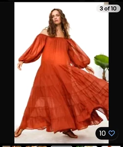 Maxi abito Erika Pena Brielle Rumba, $438 Nuovo con etichette, piccolo/medio, GLAMOUR - Foto 1 di 9