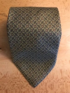 Vintage Fendi Tie 100% Silk Made In Italy Green Grey XL Long Wide 3.75" Genuine - Picture 1 of 8