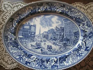Johnson Brothers Historic America Barnum's Museum, Broadway NY 12" Blue Platter - Picture 1 of 5