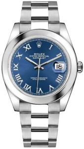 Orologio Uomo 41mm Rolex Datejust Acciaio Inox Oyster Lunetta Liscia Quadrante Blu - Foto 1 di 5