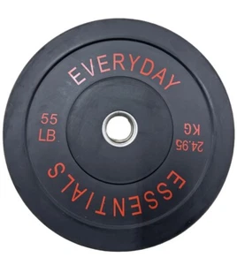 Everyday Essentials Olympic Bumper Plate Weight Plate w Steel Hub, 55 lbs - Picture 1 of 2
