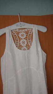 Cynthia Rowley Leinen Kleid L 40 Häkelspitze Layer weiß! - Bild 1 von 4