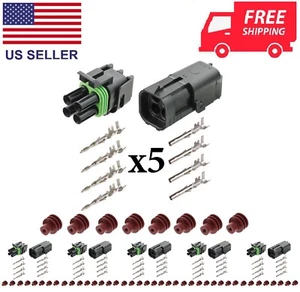 Delphi Weather Pack 4 Pin Sealed Connector Kit 14-16 AWG 5 Complete Kits - Picture 1 of 1