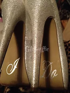 Braut Hochzeit Schuh Silber Glitzer Vinyl Aufkleber Sticker Transfer I Do - Bild 1 von 11