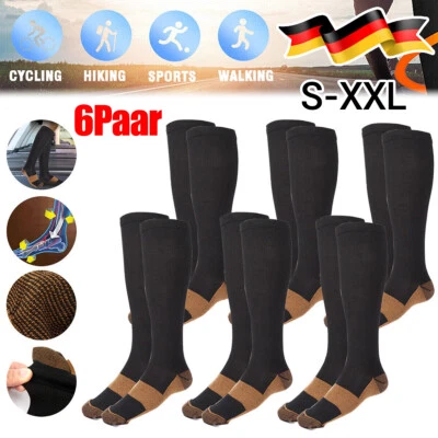 6 Paar Kompressionsstrümpfe Kompressionssocken Thrombosestrümpfe Damen Herren DE - Bild 1 von 4