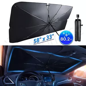 Car Windshield Sun Shade Foldable Umbrella Front Window Cover Visor Umbrella - Foto 1 di 8
