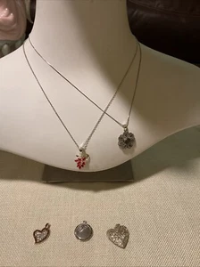 2 Sterling Silber .925 Kirsche & Blume Anhänger Halskette 19”& 20” + 3 Anhänger - Bild 1 von 16