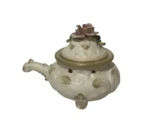 capodimonte Style Made In Italy 3D Rose Sauce Serving Pot With Lid And Handle - Picture 1 of 18