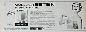 PUBLICITÉ DE PRESSE 1959 LE SOUTIEN-GORGE GETIEN ET PAS D'AUTRE GAINE W - Picture 1 of 1