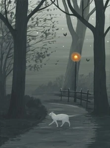 1.5x2 CASA DE MUÑECAS IMPRESIÓN MINIATURA DE PINTURA RYTA ESCALA 1:12 HALLOWEEN arte gato 🙂 - Imagen 1 de 1