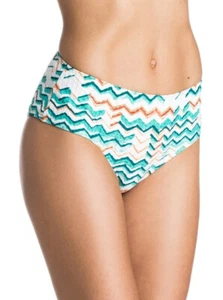 NWT Roxy Women's Sun and Salt Mid High Waisted Bikini Bottoms Green Small - Picture 1 of 2