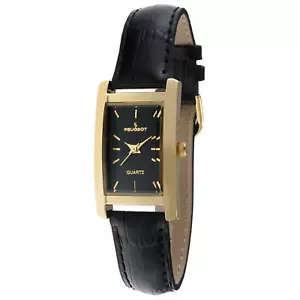 Peugeot Womens Classic 14Kt Gold Plated Watch Rectangular Tank Shape Case - Picture 1 of 5