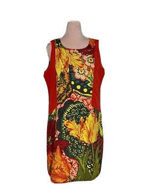 Vestido Desigual Embellecido Estampado Floral Talla 44 EE. UU. M-L Sin Mangas Evento Especial Foto 1 de 4