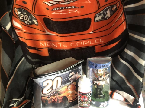 Tony Stewart Nascar Bundle Bobble Head,  Blanket, Cooler, And Drinking Cup Cover