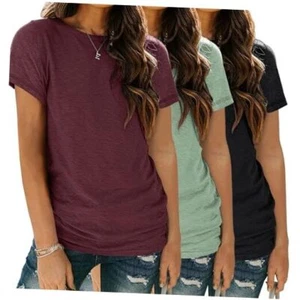 Womens 3 Pack T Shirts Basic Short Sleeve Tees Large 3 Pack: Redgreenblack - Picture 1 of 6