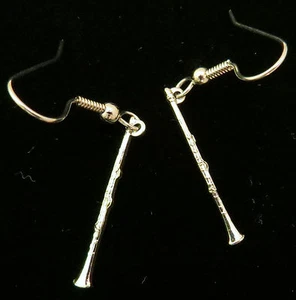 Clarinet Earrings Music Silver Plate Band Clarinets - Picture 1 of 1