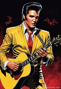 ELVIS PRESLEY Singer Sticker Or Magnet  13cm x 9cm, Free Australia Post - Foto 1 di 1