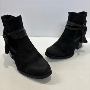 Born B.O.C bernsteinfarben schwarz Wildleder Blockabsatz Western Cowboy Quaste Bootie 9M - Bild 1 von 14