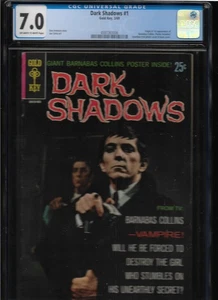 RARE 1969 1st ISSUE  DARK SHADOWS W/POSTER ATTACHED  GOLD KEY COMIC CGC 7.0 - Picture 1 of 8