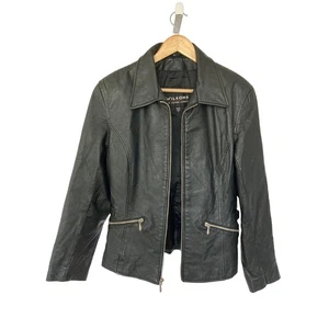 Giacca pelle nera vintage anni 90 y2k Wilsons moto biker grunge rocker donna M - Foto 1 di 7