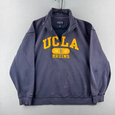 Sudadera UCLA Para Hombres XL Azul 1/4 Cremallera Desteñida Envejecida Universidad Y2K Foto 1 de 4
