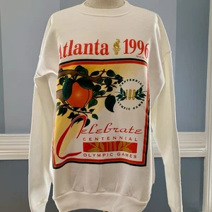 Atlanta Olympics Games Sweatshirt Peach 1996/1992 XL UNIQUE White - Picture 1 of 12