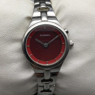 Fossil Big Tic Watch Women 24mm Silver Tone ES-9651 Circle New Battery 5.75" - Image 1 of 4