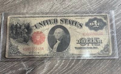 Series of 1917 US $1 One Dollar Bill Sawhorse Note Red Seal Circulated - Image 1 of 4