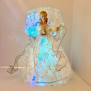 Decorazione da Tavolo 12" Angelo LED Fibra Ottica Albero Topper - Decorazione Natalizia Festività - Foto 1 di 12