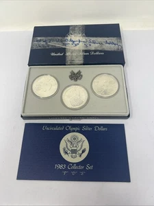 1983 US Mint Olympic Silver Dollars ( P D S ) UNC Collector Set COA OGP #1221 - Picture 1 of 14