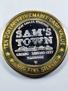 SAM'S TOWN Team Sports Edition Ten Dollar Gaming Token .999 Fine Silver - - Picture 1 of 6