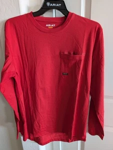 Ariat Rebar Men's Graphic Tee 100% Cotton Long Sleeve Pre-Wash US Flag Printed - Picture 1 of 8