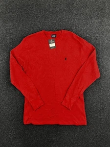 Polo Ralph Lauren Sleepwear Shirt Mens Medium Red Long Sleeve Thermal Crewneck - Picture 1 of 7