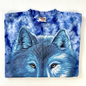 Rock Eagle Wolf Print Blue Tie Dye Cotton T-Shirt - Size XL - Picture 1 of 11
