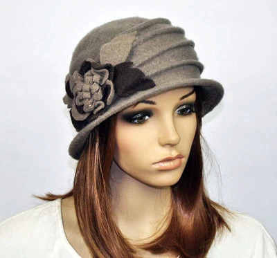 M92 Cálido Invierno Lindo Flores Floral Cloche Para Mujer Gorro Ala Sombrero Gorra 8 Colores Foto 1 de 4