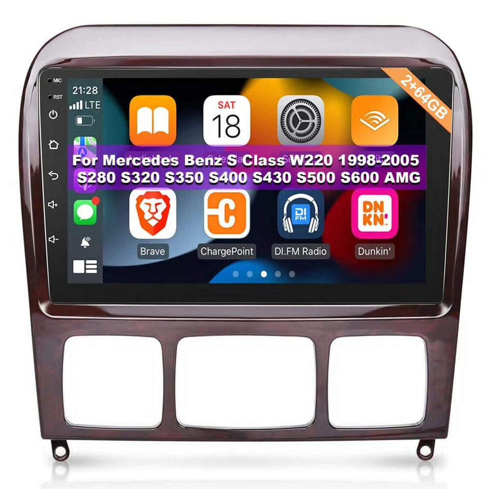 Para Mercedes Benz Clase S 1998-2005 9" Android 13.0 Coche GPS Estéreo Radio CarPlay Foto 1 de 4