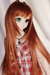 Peluca de pelo de muñeca 1/3 8-9-10 Pullip Bjd larga superior estilo abultado pelo castaño rojo marrón - Imagen 1 de 1