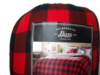 G H Bass Maine Red Black Buffalo Check Plaid Flannel Full Queen Comforter Shams - Image 1 of 4
