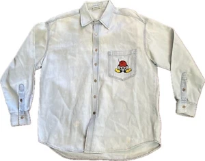 VTG Disney Mickey Mouse & CO 90s Embroidered Denim Button Up Shirt Men’s M READ! - Picture 1 of 16