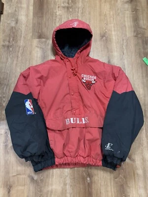 Vintage 90s Chicago Bulls Puffer Jacket Logo Athletic Mens XL Red Black *Flaws - Image 1 of 4