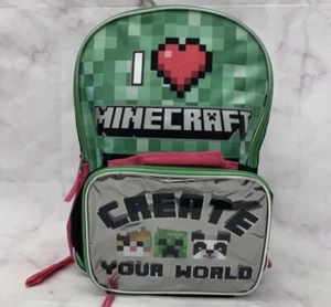 I Love Minecraft Rucksack mit Brotdose Set für Jungen & Mädchen, 16 Zoll - Bild 1 von 6