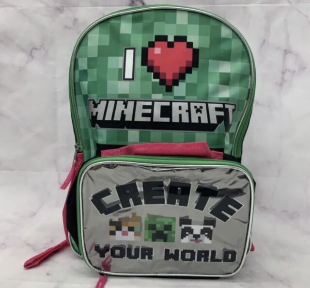 Minecraft Juego de mochila para niños, 4 piezas, villanos, caja de  almuerzo, botella de agua, estuche para lápices, Carbón vegetal, Mochilas  de
