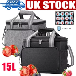 15L Cool Box Large Portable Insulated Camping Travel Picnic Food Cooler Tote Box - Picture 1 of 18