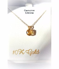 10K Yellow Gold Citrine Necklace Citrine Pendant Genuine Gemstone Necklace